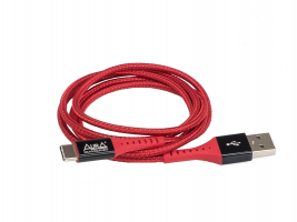 Кабель USB Aura TPC-UC4R Type-C в полиэстеровой оболочке, красный, 1,2 метр