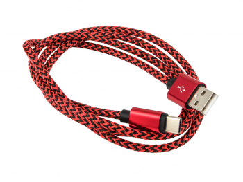 Кабель USB Aura TPC-UC1R Type-C в полиэстеровой оболочке, красный, 1.5 метра