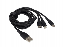 Кабель USB Aura TPC-U31B USB-micro/USB C/Lighting, 12 В, длина 1,2 м, цвет чёрный