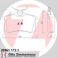 Колодки тормозные дисковые ZIMMERMANN 20961.172.1