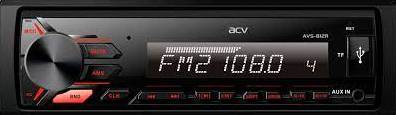 Автомагнитола ACV  AVS-812R 1din/красн/USB/AUX/SD/FM/4*50
